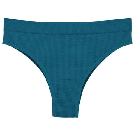 Scyoekwg Women s Underwear Bikinis Briefs Ladies Panties Mid Waisted Bikini Underwear Hipster Panties Bikini Panties Breathable Solid Color Fashion Briefs(Dark Blue L)