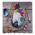 thumbnail image 2 of Ambesonne Painting Shower Curtain, Paintbrushes Palette Dyes, 69"Wx70"L, Violet Blue Ruby Yellow, 2 of 4