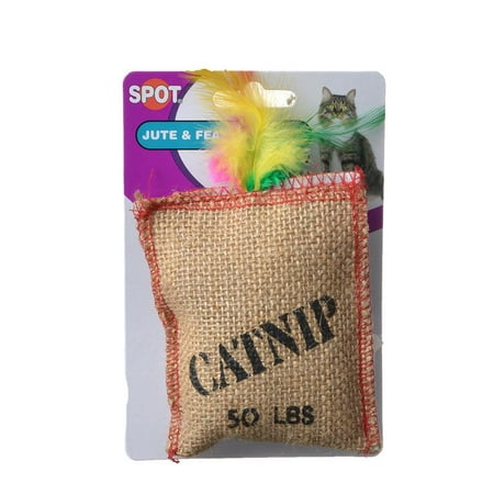 - Spot Jute & Feather Sack with Catnip Cat Toy Jute & Feather Sack - Pack of 2