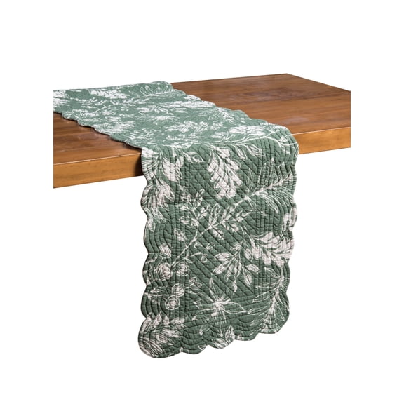Everview Sage Botanical Quilted Table Runner 14" x 51"