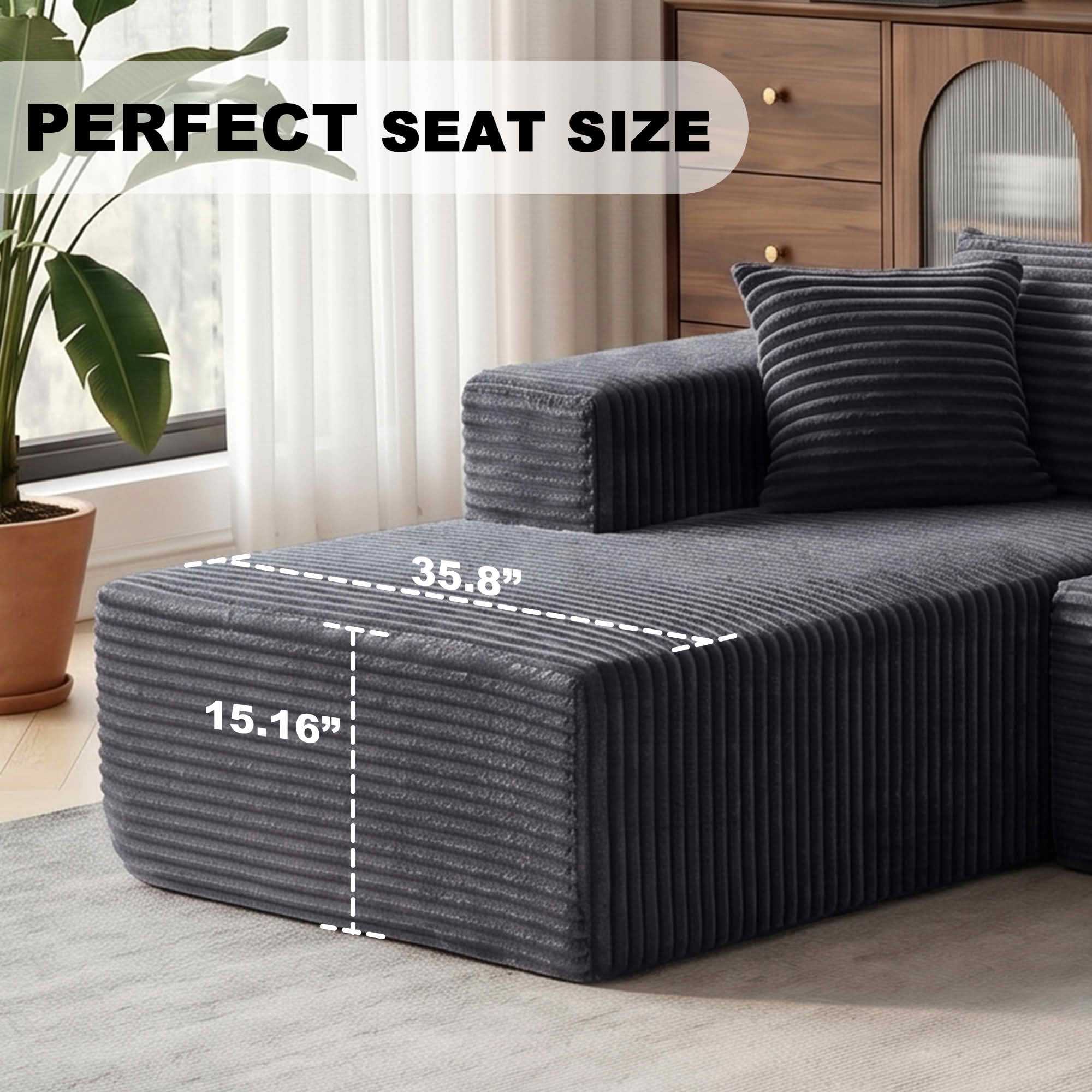 MAYEERTY 104" Cloud Sectional Couch with L-Shape Chaise, Modern Modular Sofa with Deep Seat, Upholstered Couches with Back Cushion for Living Room Bedroom, No Assembly Required