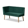 thumbnail image 4 of Baxton Studio Alvis Mid-Century Modern Emerald Green Velvet Upholstered and Walnut Brown Finished Wood 2-Piece Dining Nook Banquette Set, 4 of 7