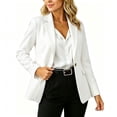 thumbnail image 2 of Women's Single Button Blazer Notched Lapel Long Sleeve Suit Jacket Solid Color formal office Business Casual Suit Coat for Ladies White, 2 of 7