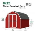thumbnail image 4 of Little Cottage Co. 8x12 Value Gambrel Barn with 4 ft. Sidewalls with Floor, Outdoor Wood Storage Shed Do-It-Yourself Precut Kit, 4 of 14