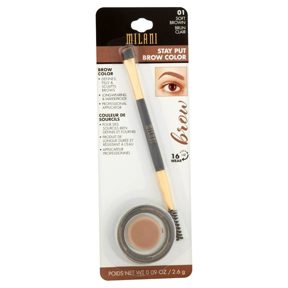 Milani Stay Put Brow Color, Soft Brown, 0.09 oz