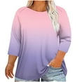 thumbnail image 2 of Womens Plus Size 3/4 Length Sleeve Tops Boat Neck Loose Fit Tee Tunic Blouse XL-5XL, 2 of 5