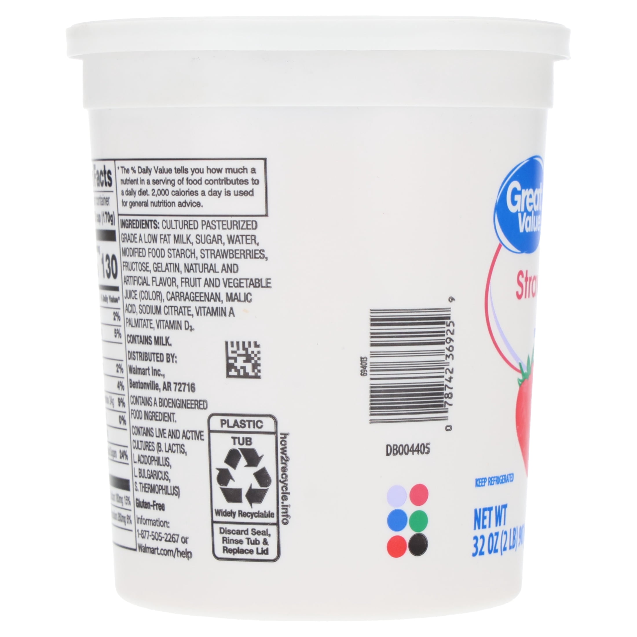 Great Value Original Strawberry Low-fat Yogurt, 32 oz