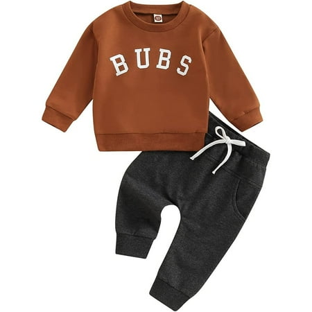 

PEACNNG Baby Boy Clothes Set 2 Pieces Letter Print Crew Neck Sweatshirt with Sweatpants