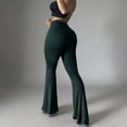 thumbnail image 5 of Wide Leg Knit Pants for Women, Comdrip Women's High Waisted Yoga Leggings Comfy Stretch Ribbed Knit Flare Pants Long Slacks Trousers Ribbed Knit Pants Blackish Green 2XL, 5 of 5