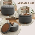 thumbnail image 3 of 30Inch Round Storage Ottoman with Tray, Modern Tufted Fabric Circle Coffee Table with Storage, Upholstered Ottoman with Removable Top for Living Room, Bedroom, Dark Grey, 3 of 8
