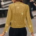 thumbnail image 4 of Women's Sequin Sparkly Cropped Cardigan Dressy Casual Shrugs for Evening Dresses Long Sleeve Open Front Shiny Jacket Yellow S, 4 of 6