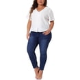 thumbnail image 2 of Camisa casual de verano de mujer plus size de Agnes Orinda, con cuello en V, manga corta y botones, talla 2X, color blanco, 2 of 6