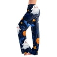 thumbnail image 3 of Zorvxlyn Halloween Pajama Pants Women Ghost Pumpkin Spider Web Graphic Pajama Bottoms for Women Drawstring Elastic Waist Lounge Pants for Women, 3 of 6