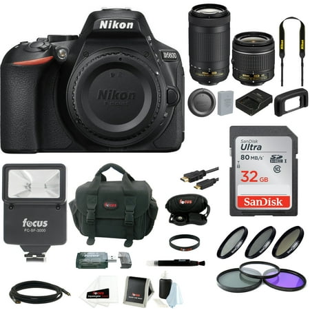 Nikon D5600 DSLR Camera with 18-55mm and 70-300mm Lenses and SD Card (Best Waterproof Dslr Camera)