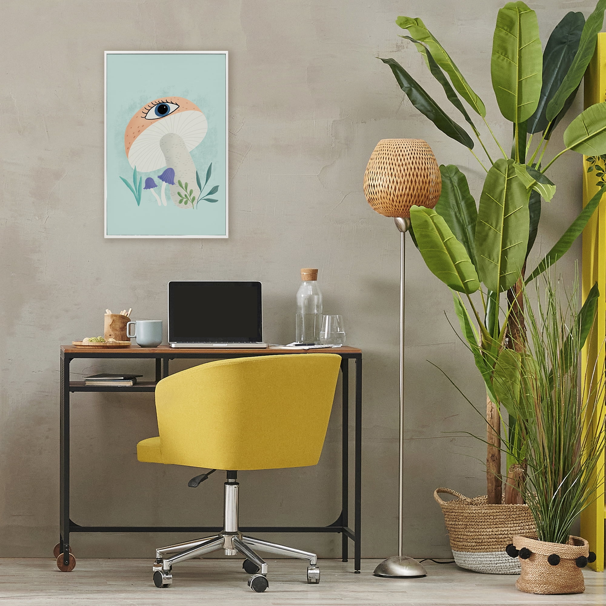 Stupell Industries Mushroom with Mystical Eye White Framed Giclee Art, design by Metka Hiti