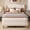 Beige, variant on Bestier Queen Bed Frame with Wingback Headboard, Corduroy Upholstered Platform Bed with Wood Slats, No Box Spring Needed, Taupe