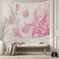 thumbnail image 5 of Pink Coastal Starfish Tapestry for Bedroom Wall Hanging Tapestry, Nautical Beach Conch Seashhells Ceiling Backdrop Tapestries Poster Blanket Wall Decor for Teens Room Living Room Dorm 59" x 79", 5 of 8