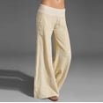 thumbnail image 2 of Sngxgn Womens Casual High Waisted Cargo Yoga Pants Pocket Flare Pants(Beige,XXXL), 2 of 6