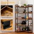 thumbnail image 5 of EDX 5-Tier Corner Shelf,  65'' L-Shaped Display Bookshelf , Industrial Wooden Bookcase with Metal Frame for Home , Office, Rustic Brown, 5 of 6