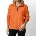thumbnail image 2 of idosla Women's Quilted Sweatshirts Zipper Neck Long Sleeve Textured Solid Casual Loose Fashion Fall Pullover Tops (Orange, S), 2 of 8