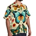 thumbnail image 2 of Flower Butterfly Men's Casual Poplin Button Down Short Sleeve Shirts for Summer Beach - Unisex, 2 of 6
