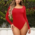 thumbnail image 4 of Lilgiuy Women's Threaded Low Neck Long Sleeve Tank Top Skinny Bodysuit for Everyday Wear, 4 of 4