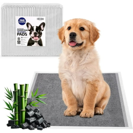 56 x 58cm Activated Charcoal Puppy Pee Pads with 6-Layer Leak-Proof Design Super Absorbent & Odor Eliminating (40-Pack)