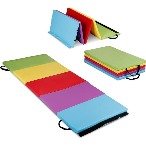 RTYJGD Multicolor Floor Mat, 77"L x 30"W x 1.2"Th Foam & PVC Gym Mat with Carrying Handles, Foldable Exercise Mat for Workout, Yoga, Kids Play​