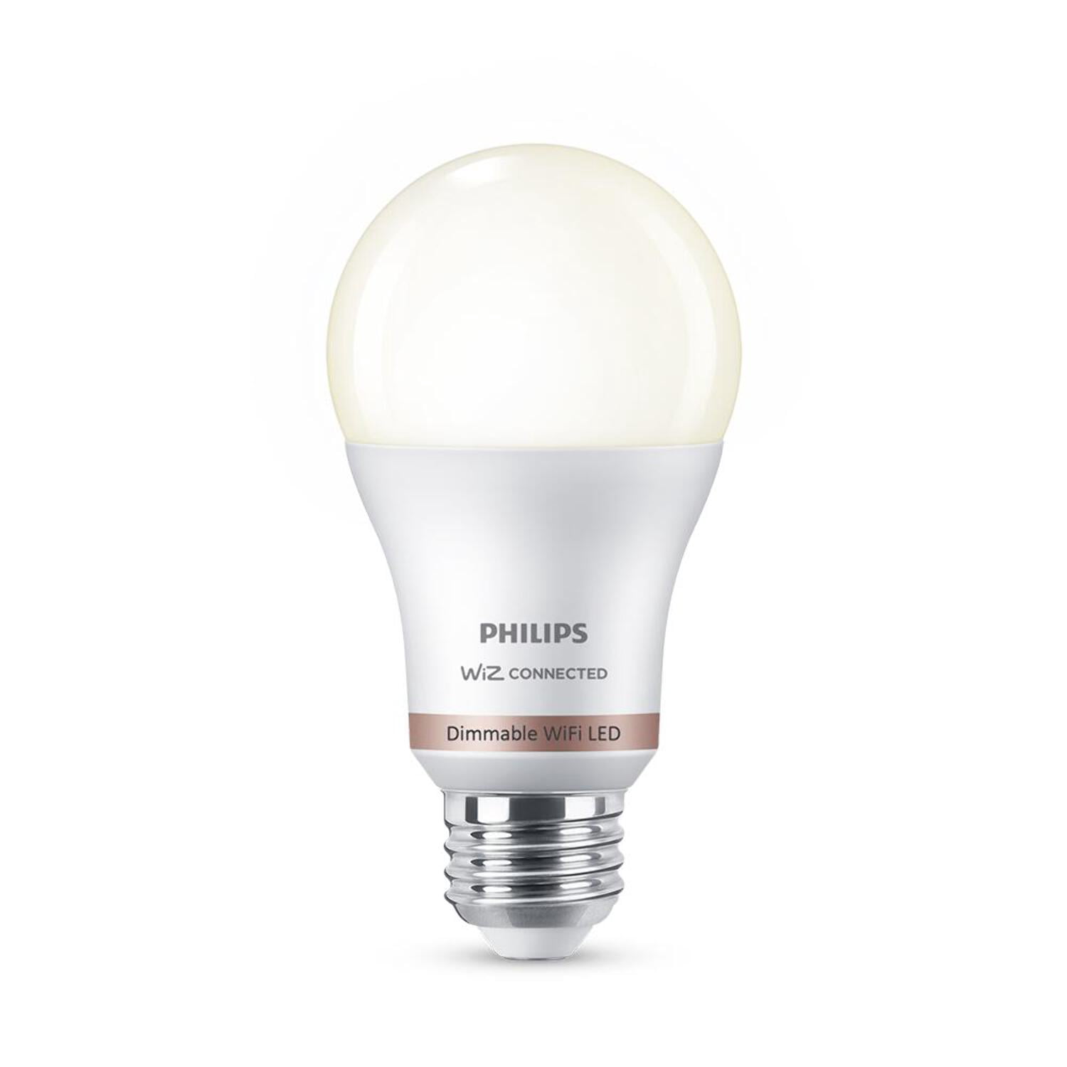 (2 pack) Philips Smart Wi-Fi Connected LED 60-Watt A19 Light Bulb, Frosted Soft White, Dimmable, E26 Base (1-Pack)