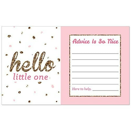 Hello Little One - Pink and Gold - Girl Baby Shower Advice Cards ...