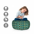 thumbnail image 2 of Boho Storage Toy Bag Chair, Inspired Design of Geometric Motifs, Stuffed Animal Organizer Washable Bag, Small Size, Dark Seafoam Yellow, by Ambesonne, 2 of 3