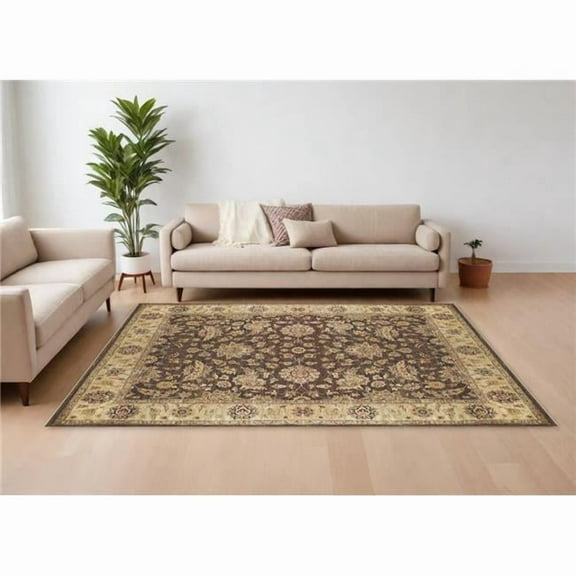 HomeRoots 565512 6 x 9 ft. Wool Oriental Hand Knotted Rectangle Area Rug, Gold, Brown & Tan