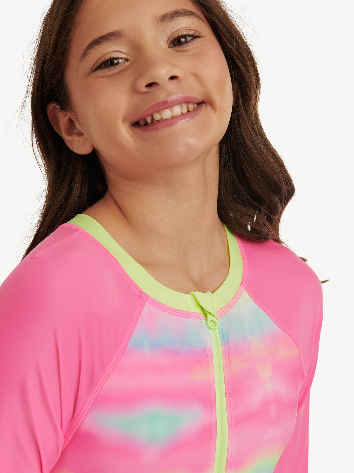 Justice Girls Long Sleeve Surf Zip Swimsuit, sizes XS-XL