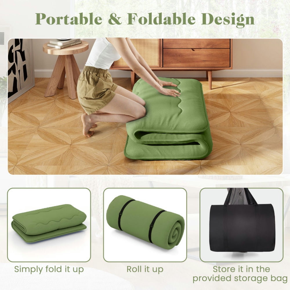 Kadyn Floor Mattress,Mattress Tatami Mat, Sleeping Pad,Floor Mattress with Washable Cover and Carry Bag-Twin Size