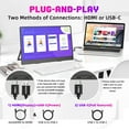 thumbnail image 5 of LESOWN 4K UHD 3840x2160 IPS Portable LCD Screen Monitor 13.3 inch HDMI-Compatible USB C Laptop External Display for PC Cameras Plastic Shell, 5 of 15