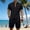 Black, variant on Men's 2 Pieces Linen Set Lace up Henley Shirt Short Sleeve and Medieval Viking Pirate Shorts Summer Beach Yoga Matching Outfits Big and Tall Size S-3XL White
