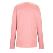 Sawvnm Plus Size Blouse for Women Women's Fashion Solid Loose Long Sleeve T-shirt Pullover Tops
