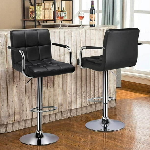 UBesGoo Bar Stools Set of 2 Adjustable Counter Stools Bar Chairs Synthetic Leather Modern Design 