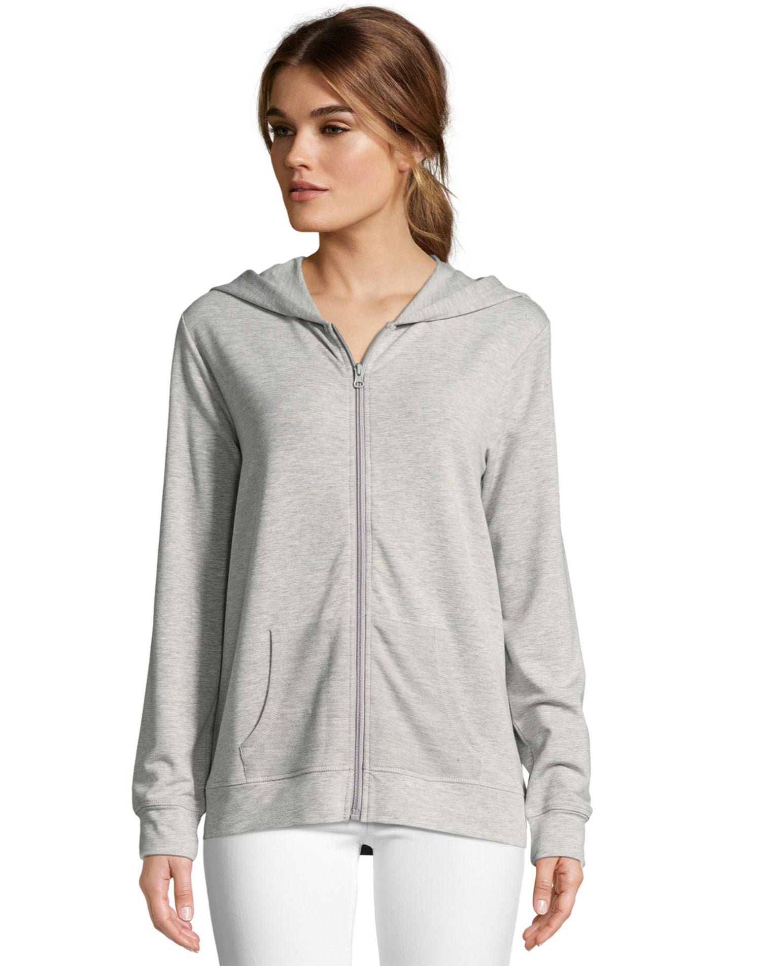 Hanes - Hanes Womens Heathered French Terry Zip Hoodie, L, Light ...