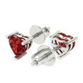 thumbnail image 2 of Clara Pucci 1 ct Brilliant Heart Cut Studs VVS1 Genuine Conflict free Red Natural Garnet Solid 18K White Gold Designer Everyday Earrings Screw back, 2 of 5