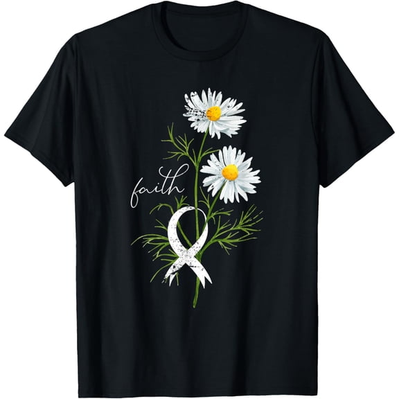 Lung Cancer Fight Support White Ribbon Gift Lung Cancer T-Shirt men and women can wear, black, white, gifts