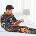 thumbnail image 6 of Sikiie Skulls and Flowers Mens Pajama Set, Soft Warm Long Sleeve Sleepwear, Cozy Button-Down Pjs for Men-XX-Large, 6 of 7