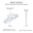 thumbnail image 5 of Rosec Jewels Certified Moissanite Solitaire Engagement Ring with Side Stones - 8 mm Asscher Cut - 3 Ct - D-VS1 Quality, 18K White Gold, US 3.50, 5 of 9