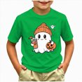 thumbnail image 2 of TOWED22 Spooky Season Shirts for Toddler Baby Boys Girls Halloween T-Shirt Ghost Graphic Tees Short Sleeve Tops,Green,12-18 M, 2 of 5