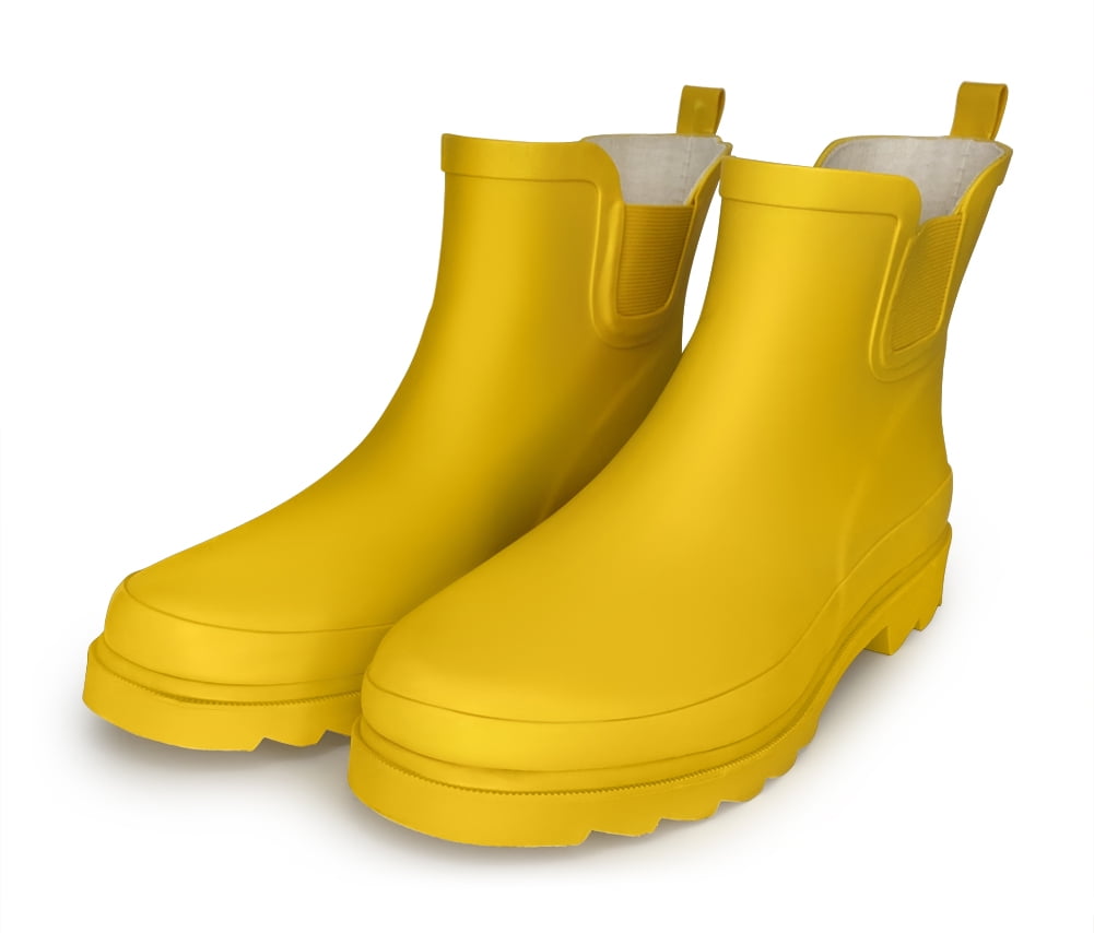 Norty Womens 6 Inch Ankle High Rain Boot Rubber Rainboot Runs 1/2 Size Large 42298-9B(M)US (Matte Yellow)