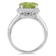thumbnail image 2 of SZUL Women's Cushion Cut Peridot and Diamond Halo Ring in 10K White Gold, 2 of 3