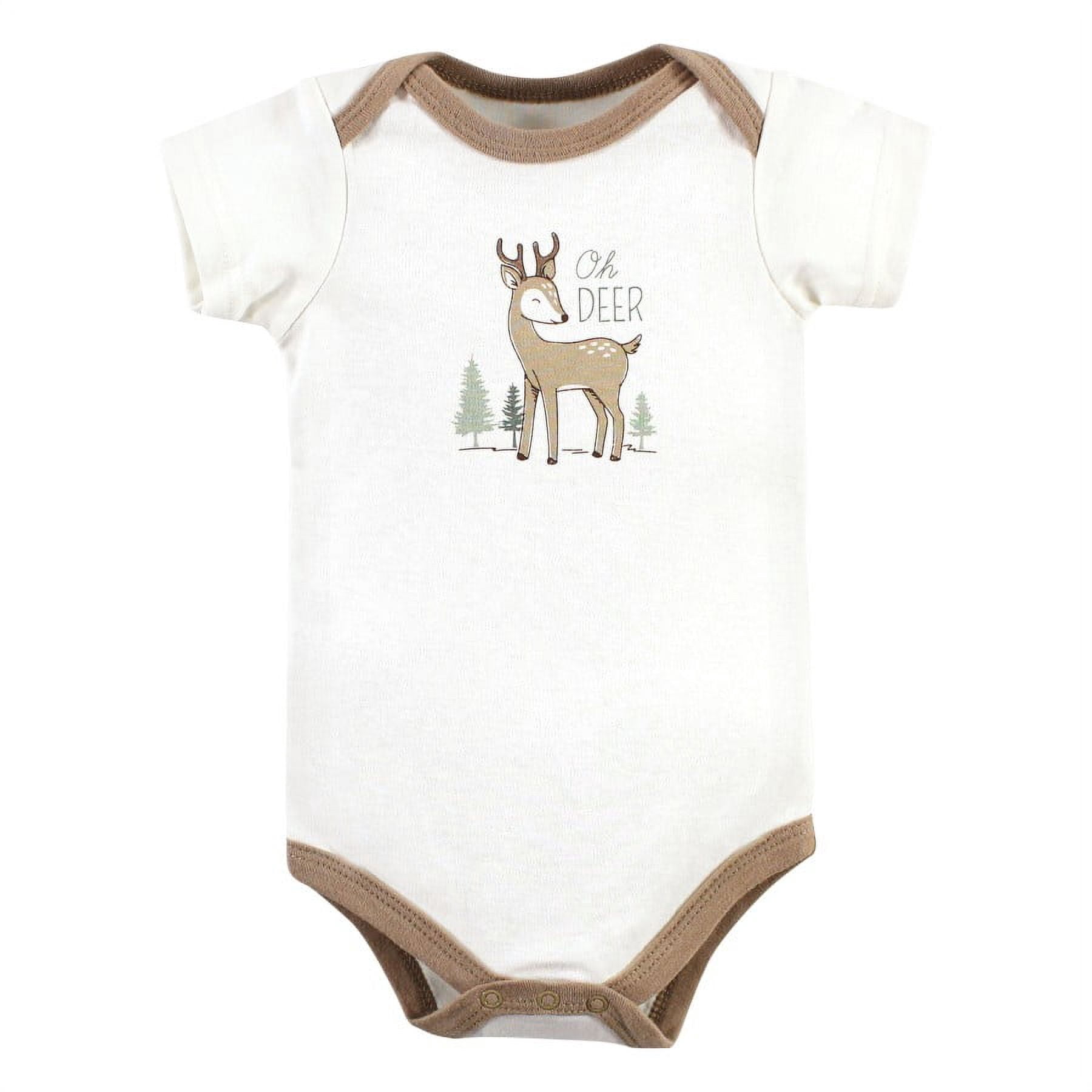 Hudson Baby Short Sleeve Bodysuits, 5-Pack, Newborn- 24 Months