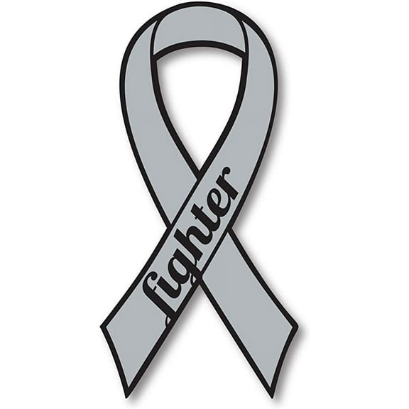 Grey Brain Cancer Fighter Ribbon Car Decal 7"