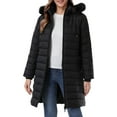 thumbnail image 5 of Women's Winter Coats Long Warm Thicken Puffer Jackets Outwear With Removable Faux Fur Hood, Black XL, 5 of 8