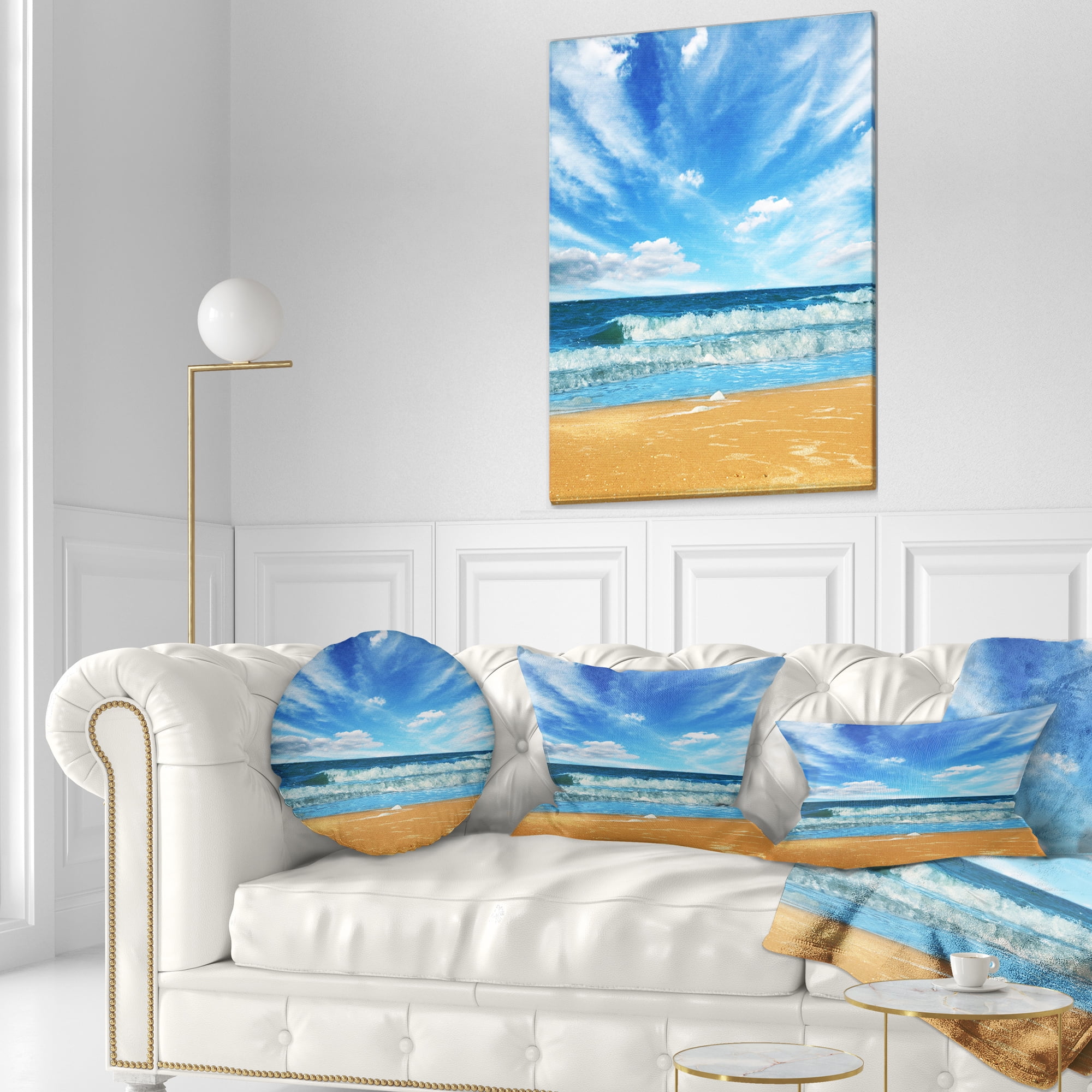 Designart 12" x 20" Blue Polyester Throw Pillow